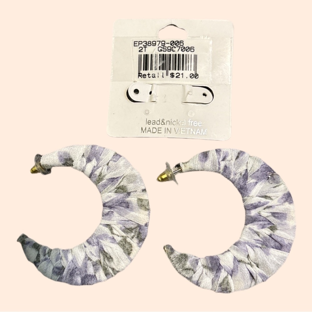 Floral Cloth Hoop Earrings